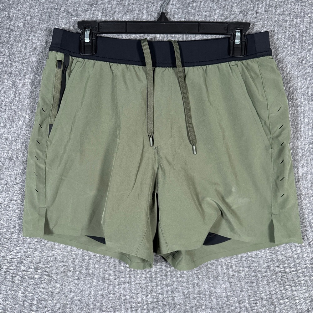 Ten Thousand Interval Shorts Mens Medium Green Lined Training Gym Running 5"